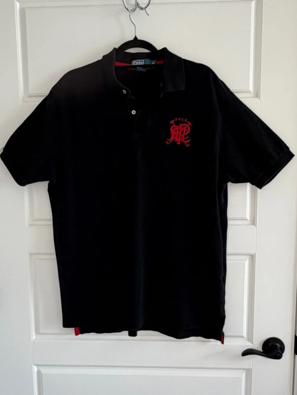 POLO Ralph Lauren Men’s XL Crossed Mallet RPLC Logo Black Polo Shirt Preppy